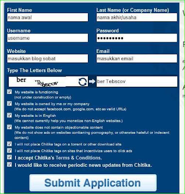 cara daftar chitika