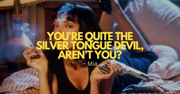 text hoovering over a still from Pulp Fiction, the quote is delivered by Mia