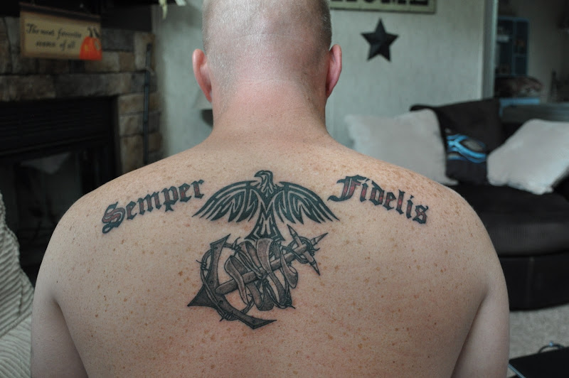 jason got a new tattoo he finally got his usmc moto tattoo oh how i ve  title=