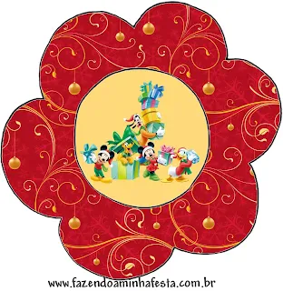 Christmas Mickey and His Friends: Free Printable Cupcake Toppers and Labels. 