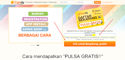 Cara terbaru Mendapatkan Pulsa Gratis dari Candy Indonesia