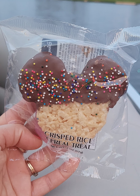 Mickey Shaped Rice Crispy cereal treat, Disney food, Where to buy Mickey treats at Disney