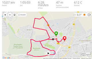 Aufnahme von Garmin GPS Laufstrecke vom 15.03.2018