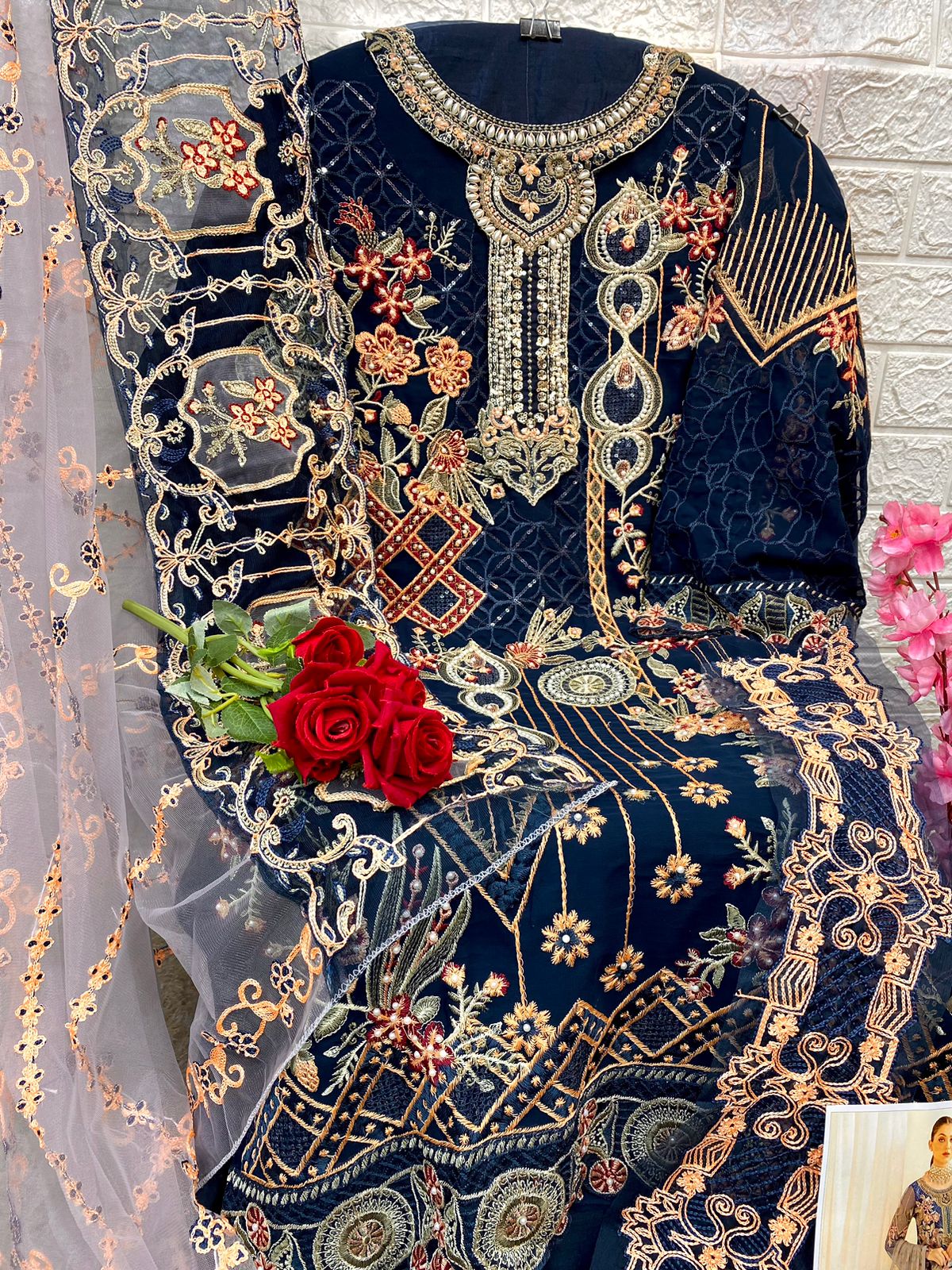 Buy Georgette Embroidery M 203 Mushq Pakistani Salwar Suits 