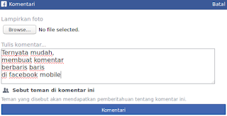 Trik Ganti Baris di Komentar Facebook Mobile