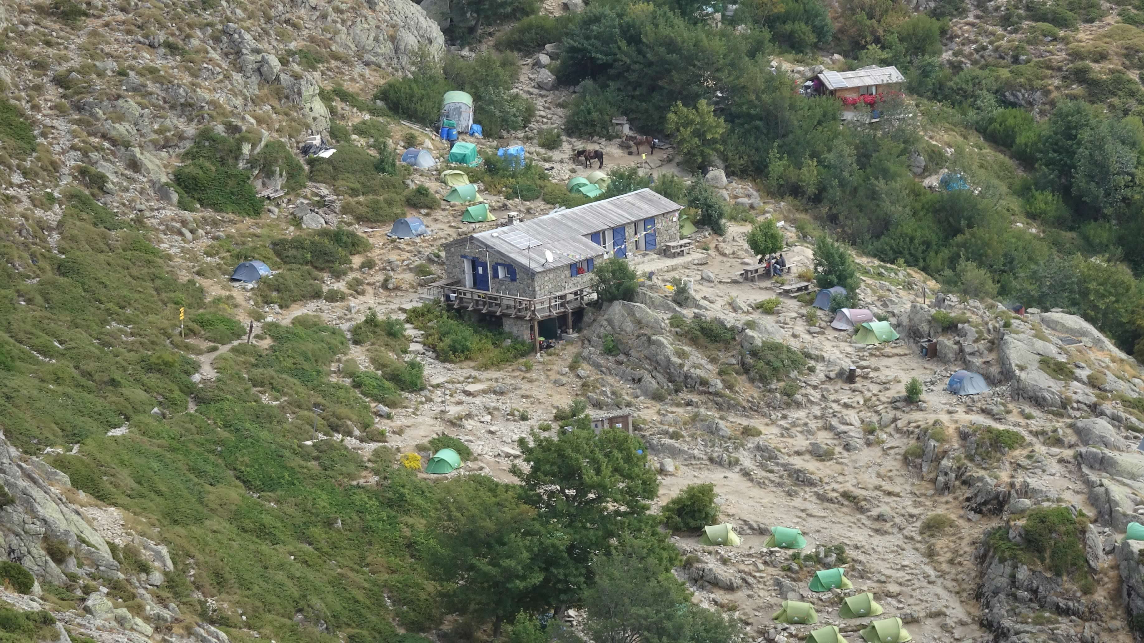 One of the many refuges along the GR20 with additional accommodations available in the surrounding tents.