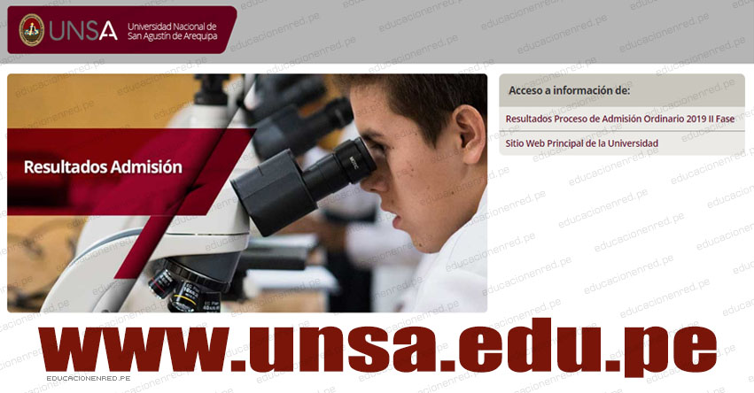 Resultados UNSA 2019 - II Fase (Sábado 23 Marzo) Lista de Ingresantes - Examen Admisión Ordinario - Áreas Sociales - Biomédicas - Universidad Nacional de San Agustín de Arequipa - www.unsa.edu.pe