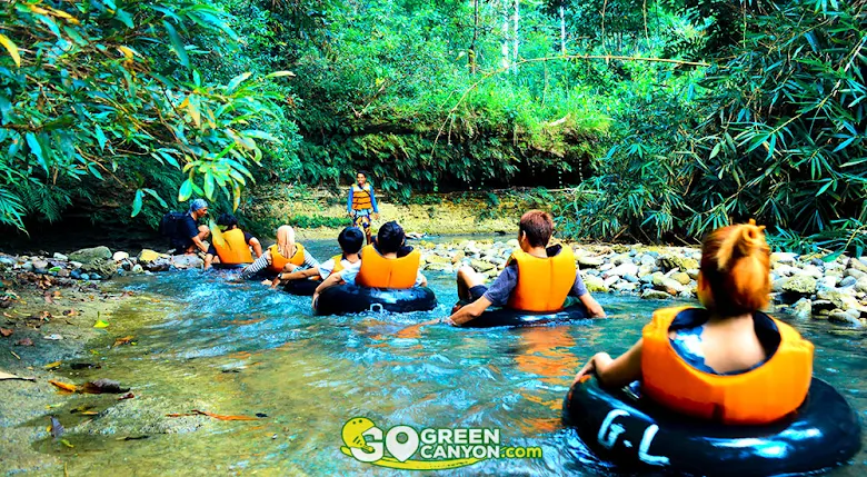 river tubing di gua lanang selasari pangandaran