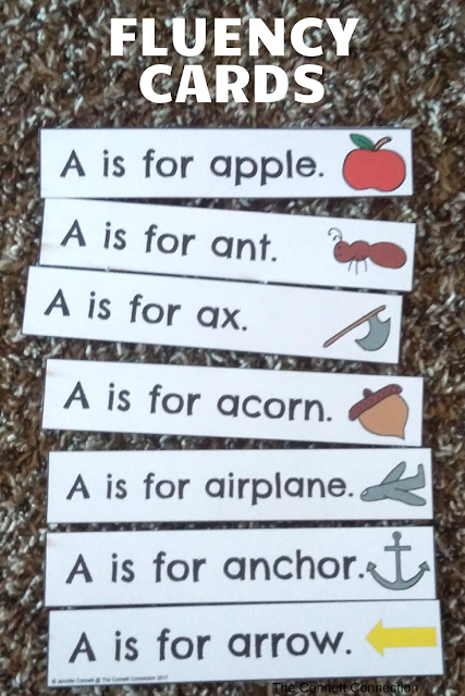 Read words that begin with the letter A with these fluency cards.