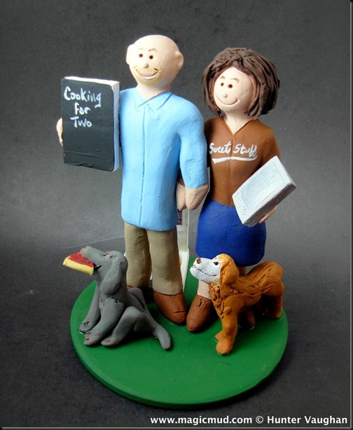  is in his casual shirt and khakis Bride in Hoodie Wedding Cake Topper