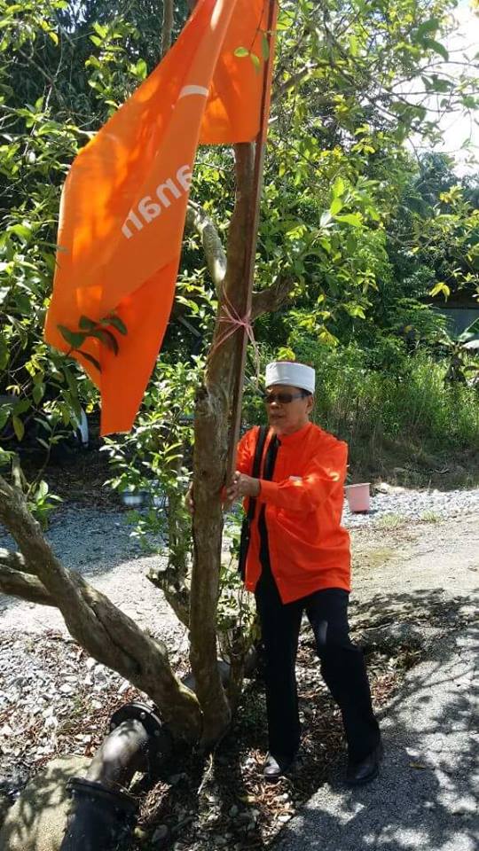 Image result for Gambar ahli amanah pasang bendera atas pokok