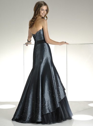 A Wedding  Addict A Line Dark  Blue  Layer Tail Strapless 