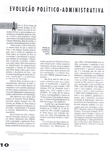 REVISTA NOVOS MUNICÍPIOS PARAENSES - MUNICÍPIO DE TERRA SANTA – 1993