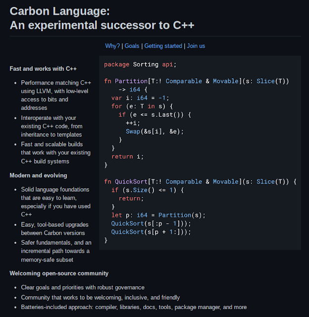 Project Carbon is an experimental successor to C++ backed by Google