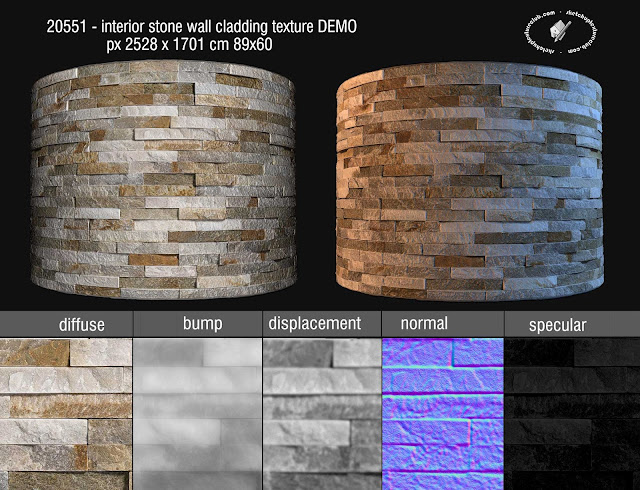  20551 Interior stone wall cladding texture seamless + maps