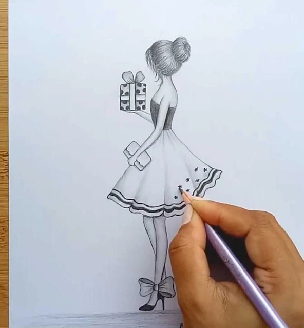 رسم فتاة جميلة بالرصاص