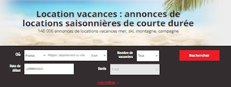 Les critères de recherche dans la rubrique Vacances