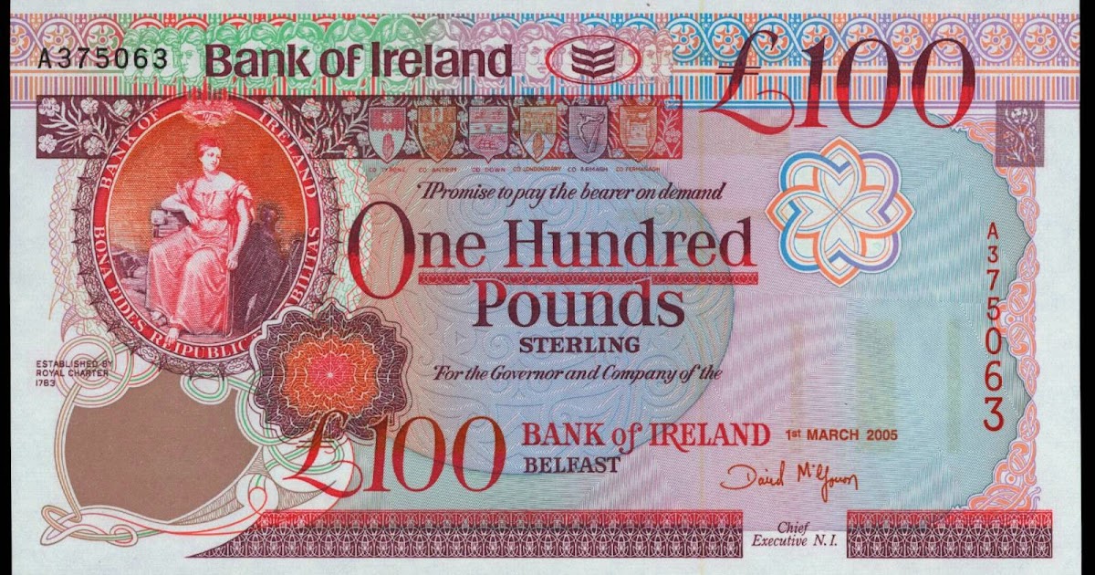 Bank of Ireland 100 Pound note 2005|World Banknotes & Coins Pictures