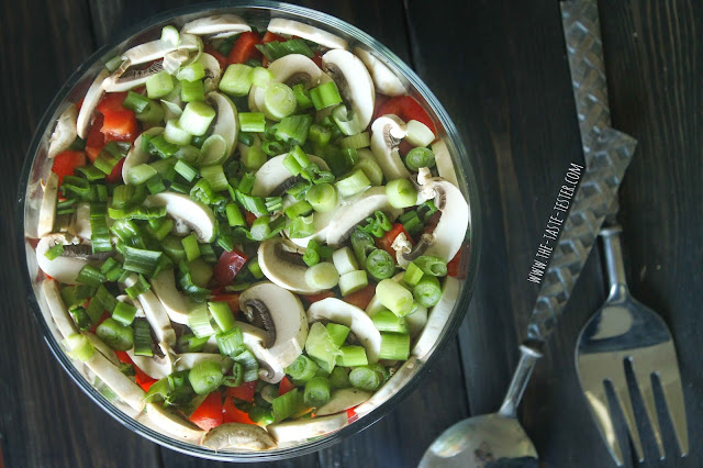 Layered Green Salad, the perfect side dish for any potluck! www.the-taste-tester.com | click for recipe