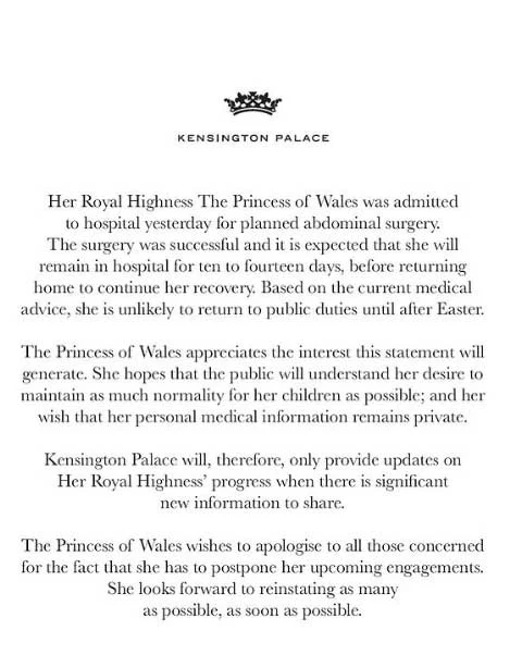 Kensington Palace Updates Public on Kate Middleton's Health and Potential Return to Royal Engagements