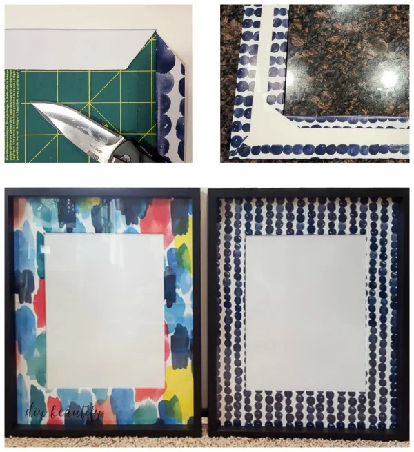 wrap a picture mat in colorful paper