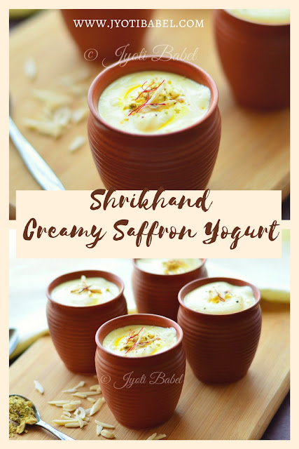 Shrikhand is the Indian flavoured thick yogurt. It is typically flavoured with cardamom and saffron. Check out my shrikhand recipe here. 