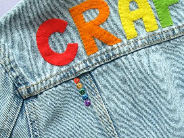 Add sparkle to a denim jacket with rainbow sequins