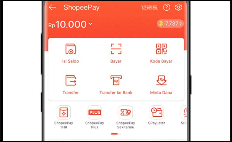 tampilan shopeepay di aplikasi shopee