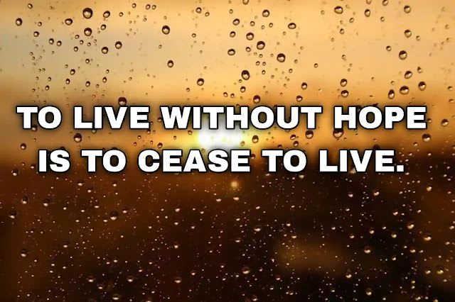 To live without hope is to cease to live.