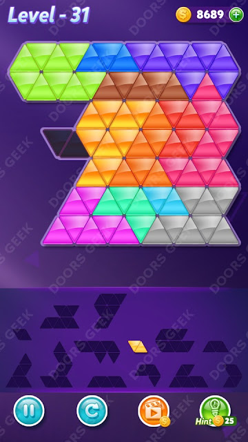 Block! Triangle Puzzle Champion Level 31 Solution, Cheats, Walkthrough for Android, iPhone, iPad and iPod