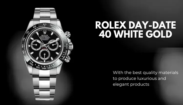 Rolex Day-Date 40 White Gold with black background