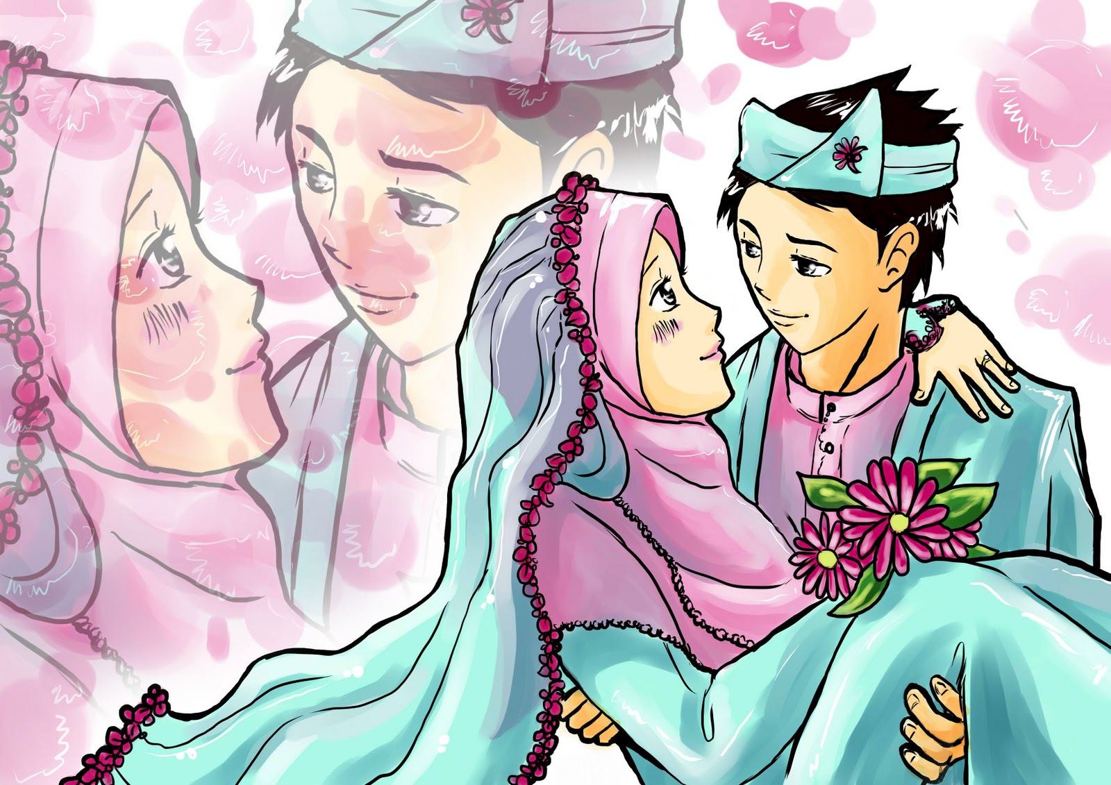 Komik Dakwah Cinta Pada: Wallpaper (muslimah drawing) : Married Muslim