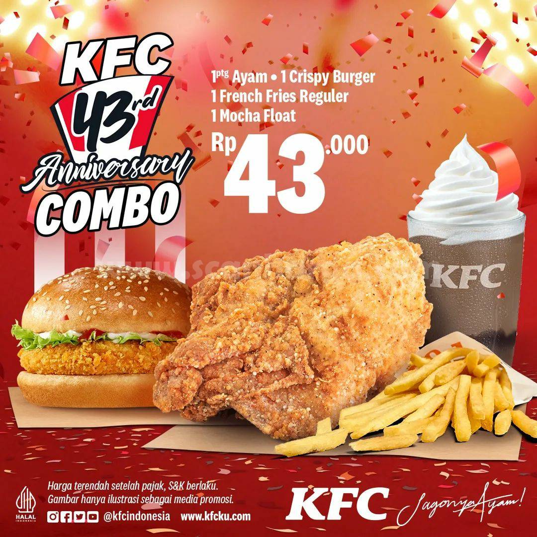 Promo KFC Kombo 43rd Birthday hanya Rp 43.000