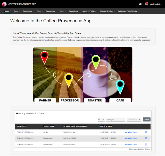 Coffee Provenance App - Home Screen