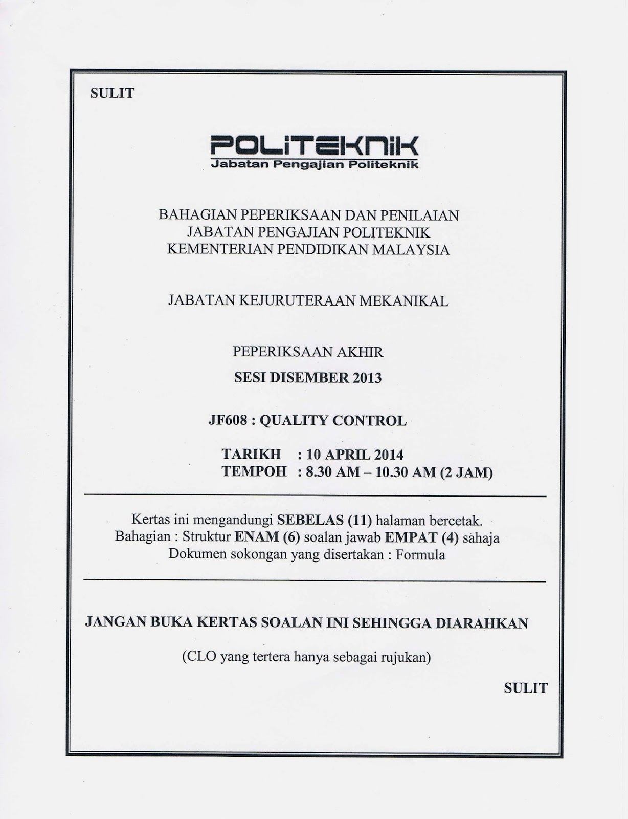 Soalan Final Exam Politeknik Cocoacxv