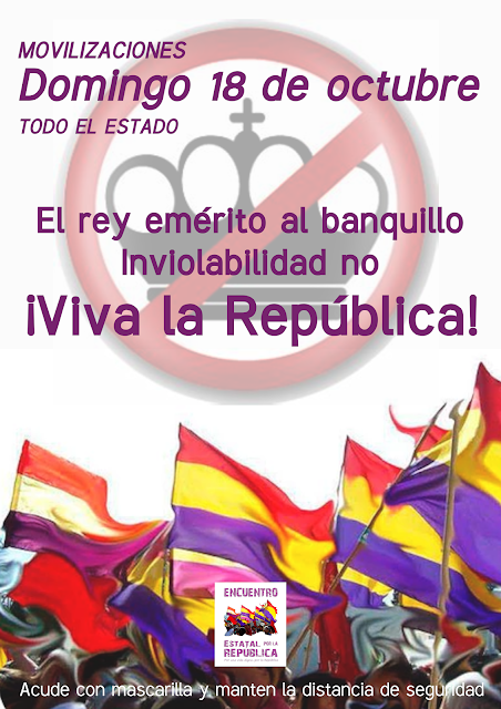 18 de octubre - Movilización unitaria estatal. UNA SALIDA REPUBLICANA A LA CRISIS