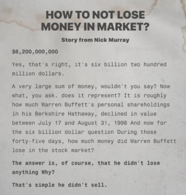 How to not lose money in market - Story from Nick Murray