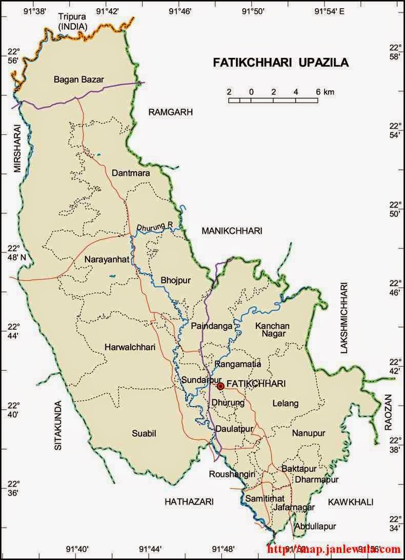 fatikchhari upazila map of bangladesh