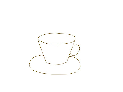 アイコン 「紅茶」 (作: 塚原 美樹) ～ カップのソーサーを描く