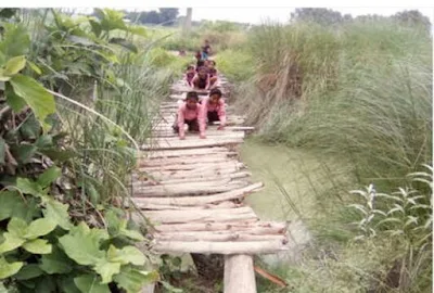 Damaged Bridge Only Way To Reach School