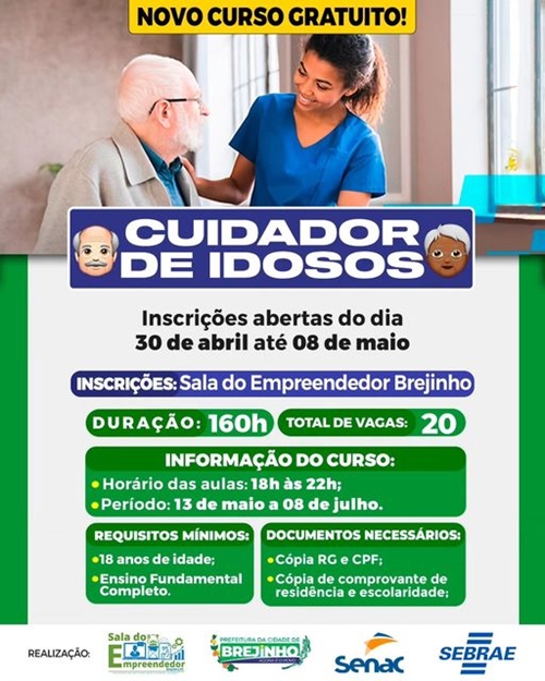 SEBRAE CURSO CUIDADOR DE IDOSOS