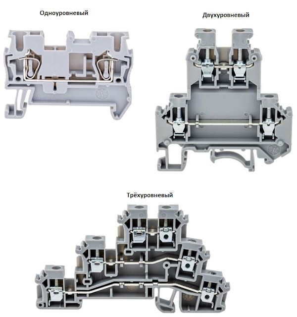 Клеммные колодки с разным количеством рядов