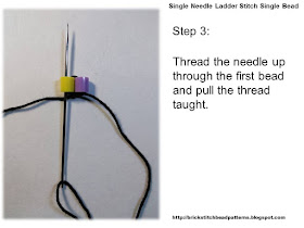 Click the image to view the single needle ladder stitch beading tutorial step 3 image larger.