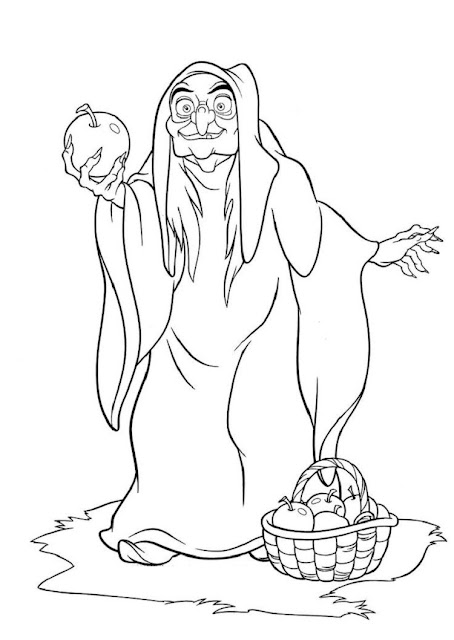 Snow white poison apple coloring page 1