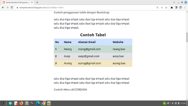 Cara Membuat Tabel Bootstrap Kedalam Artikel Blogspot