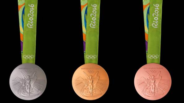 Penampakan penampilan depan Bentuk Medali Olimpiade 2016 Rio Brasil