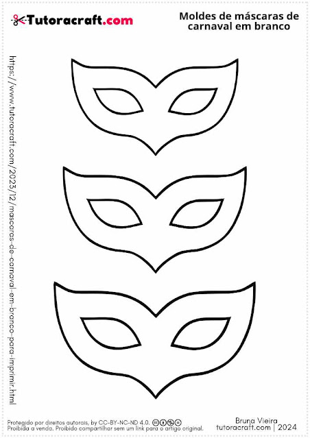 máscaras de carnaval em branco para imprimir