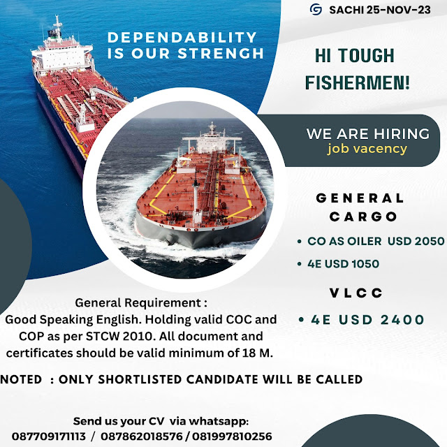 Info Can Kapal General Cargo dan VLCC CO, 4E December 2023