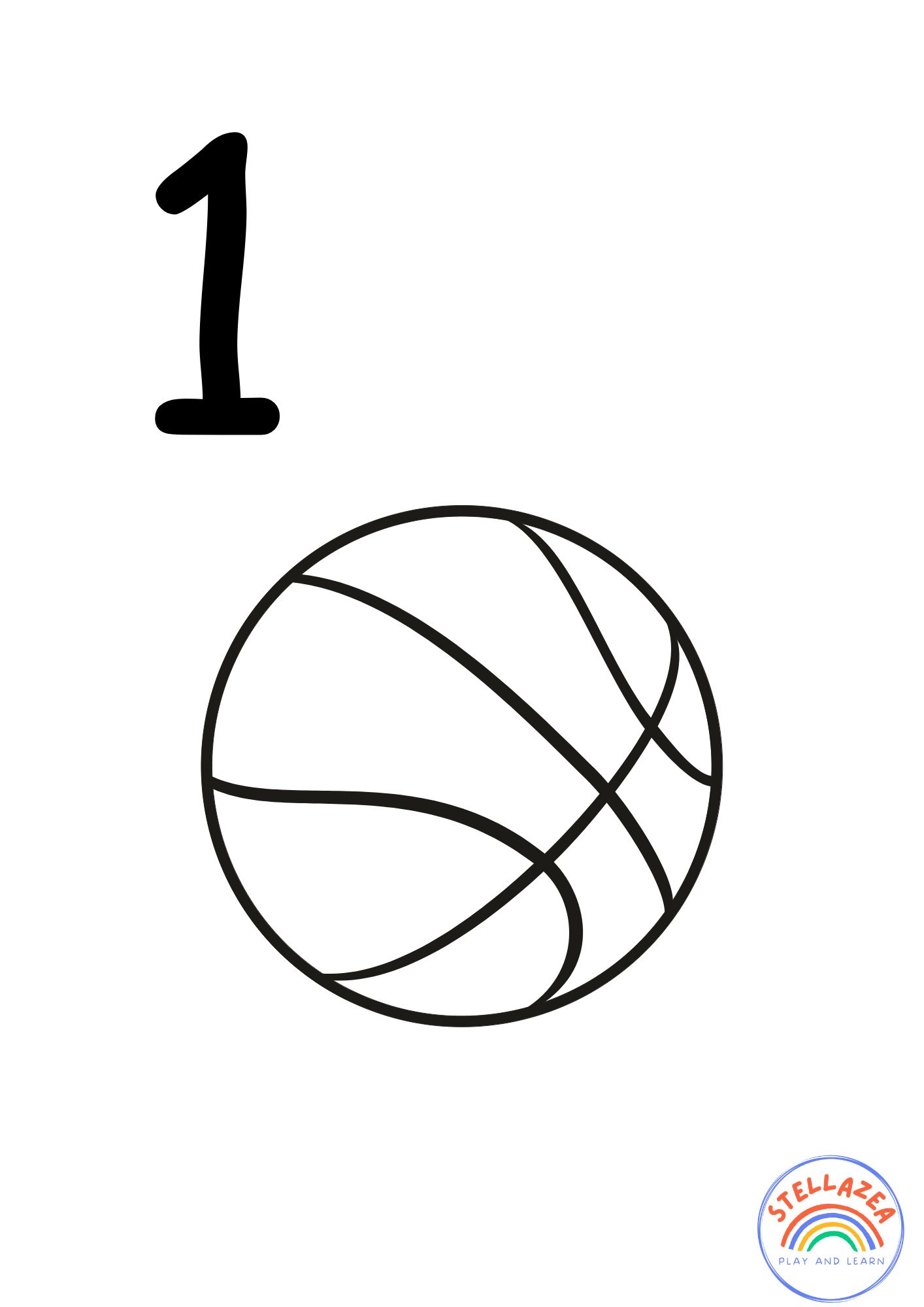 Number 1 Worksheet - Basketball Coloring Page