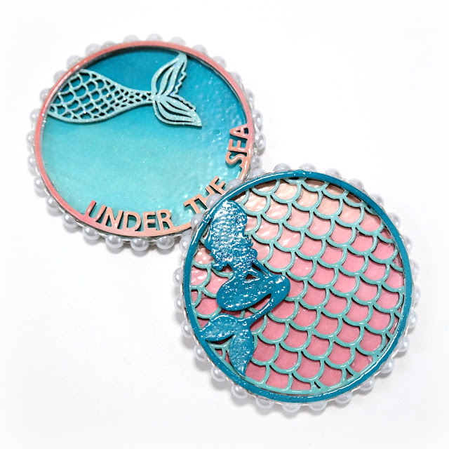 Mermaid-Artist-Trading-Coins-with-Glitter-Pearls-and-Clear-Embossing-Powder